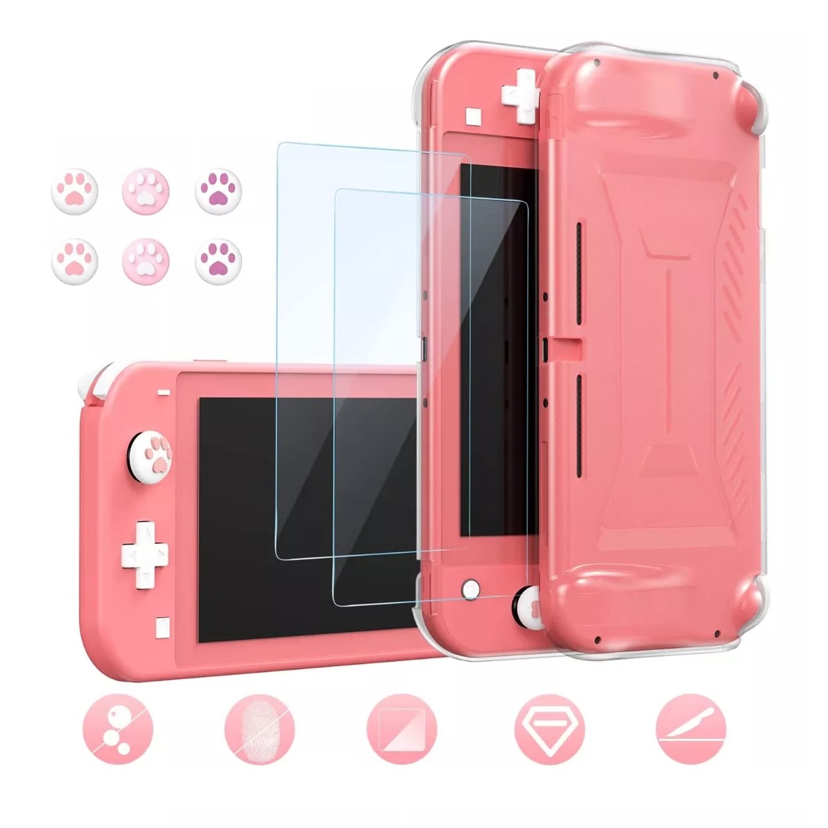 Kit De Accesorios Estuche Para Nintendo Switch Lite 15 En 1 Rosa