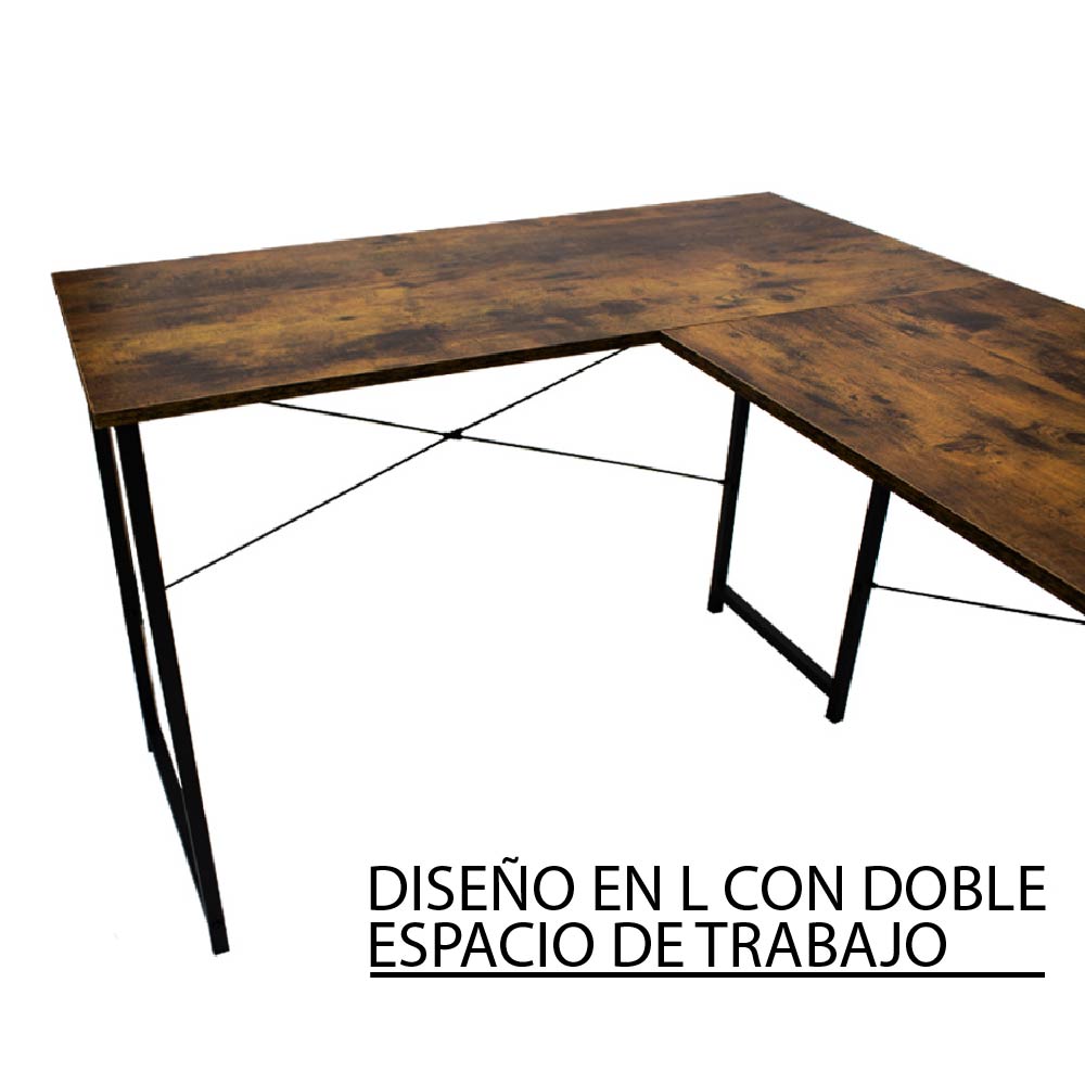 Ilios Innova | Escritorio en L Elegante y Espacioso con Acabado de Madera, Ideal para Oficinas en Casa, Escritorio Grande y Esquinero