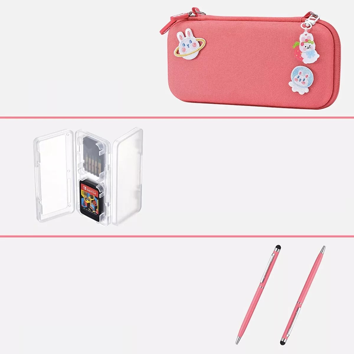 Kit De Accesorios Estuche Para Nintendo Switch Lite 15 En 1 Rosa