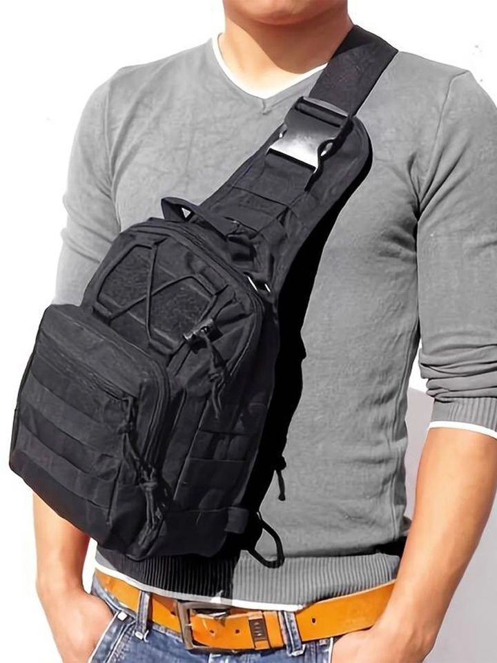 Mochila táctica versátil pecho bolsa transporte senderismo caza deportes cartera moto autos negro
