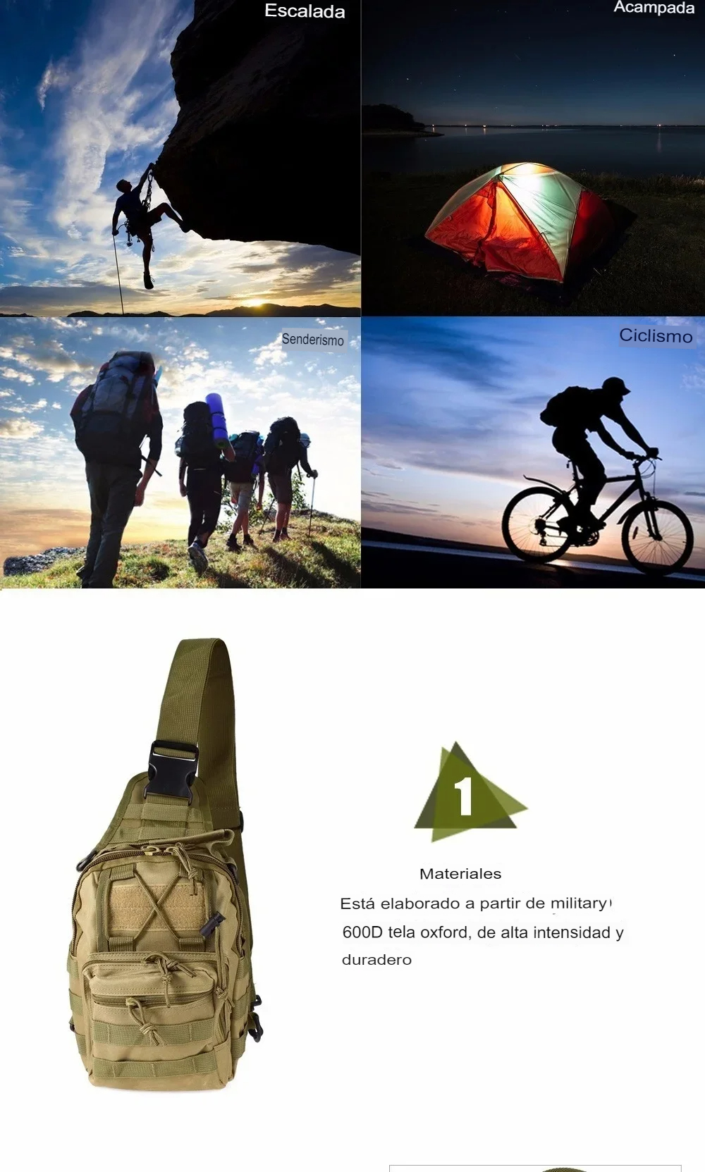 Mochila táctica versátil pecho bolsa transporte senderismo caza deportes cartera moto autos negro