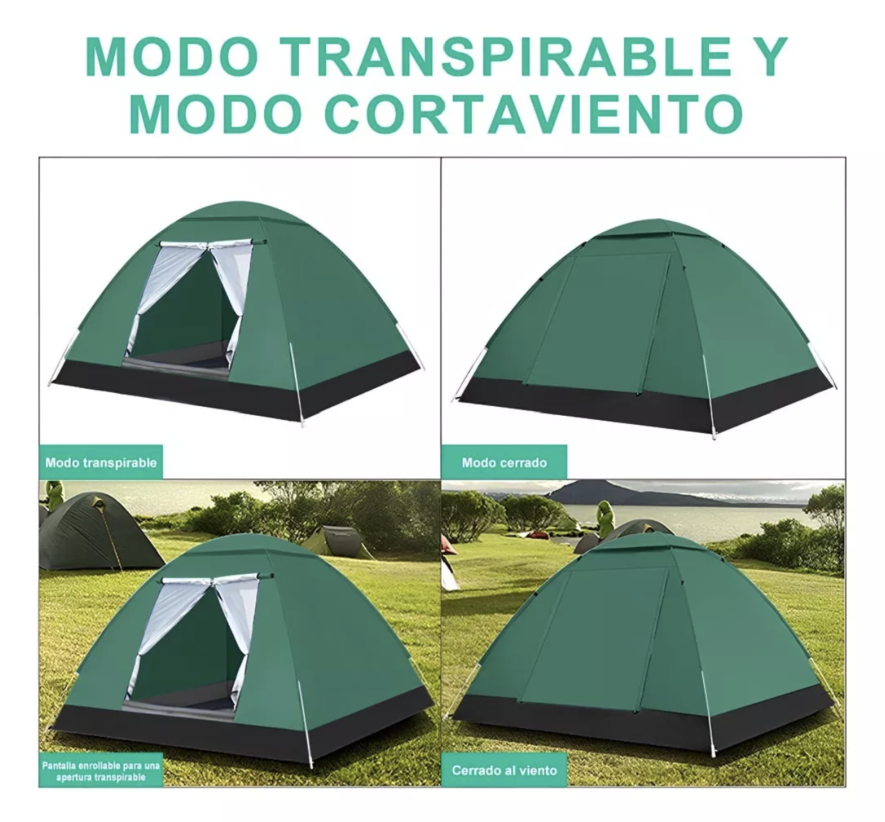 Tiendas Casa Campaña 3 Personas/gran Espacio /fácil Instalar Color Verde oscuro T