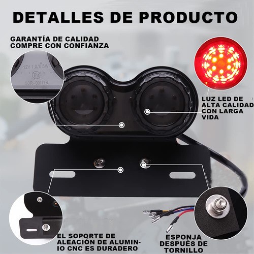 Stop Porta Placa Direccionale Led Moto Cafe Racer Bobber 12v