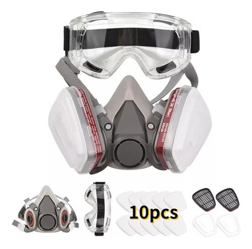 Máscara De Gas Respirable+10 Filtros De Algodón 6200 