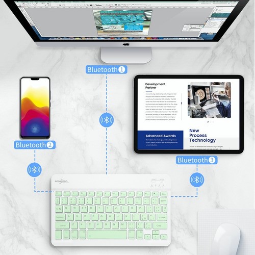 Teclado Inalámbrico Bluetooth Para iPad Android Pc VERDE