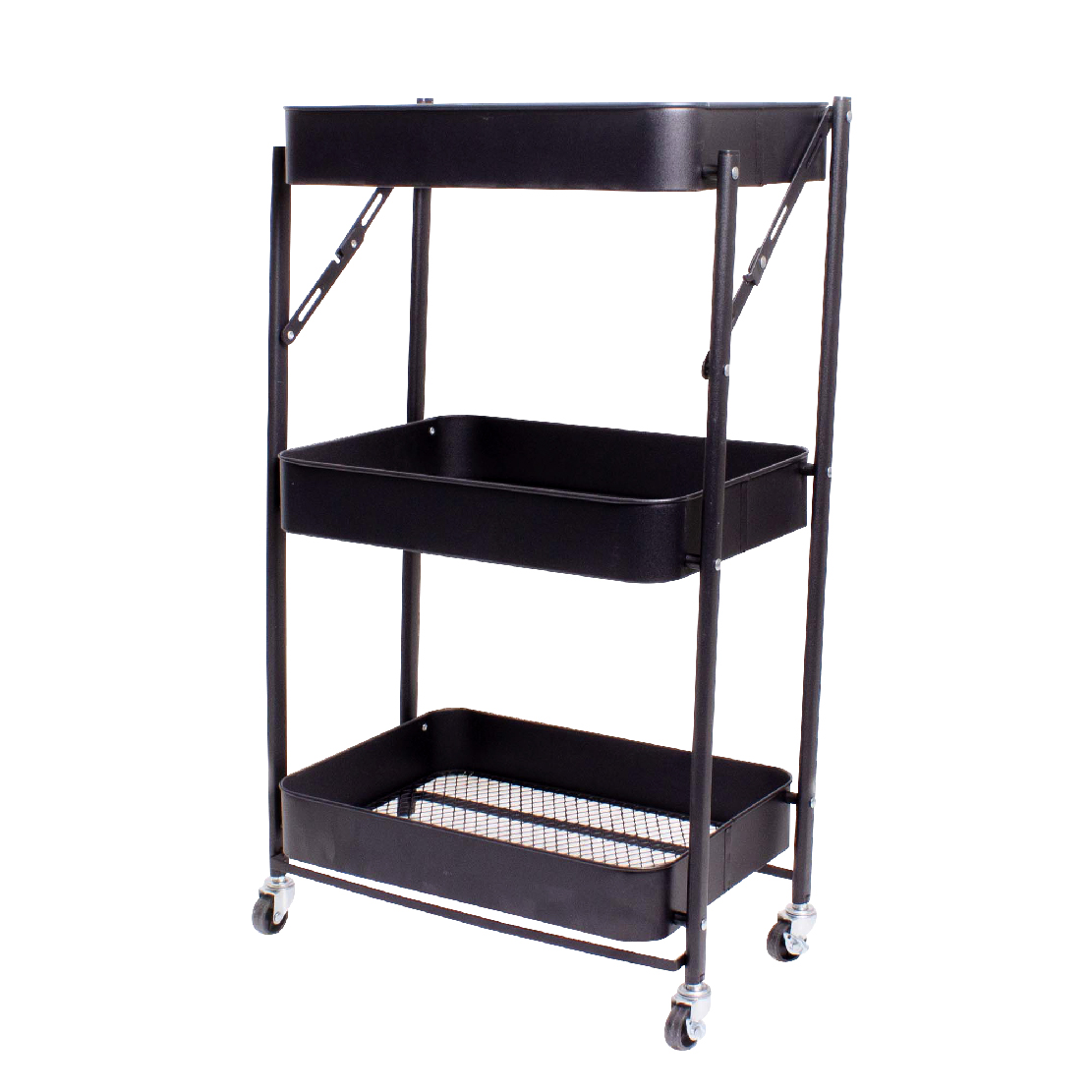 Carrito Organizador Multiusos Movible 3 Niveles Metálico NEGRO.