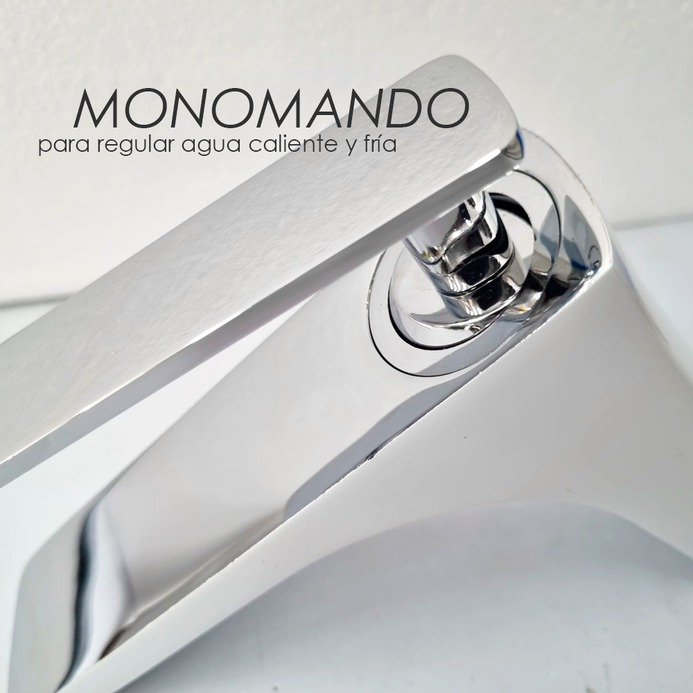 Grifo mezclador para lavabo agua frí­a/caliente cromo con blanco AT4206CW