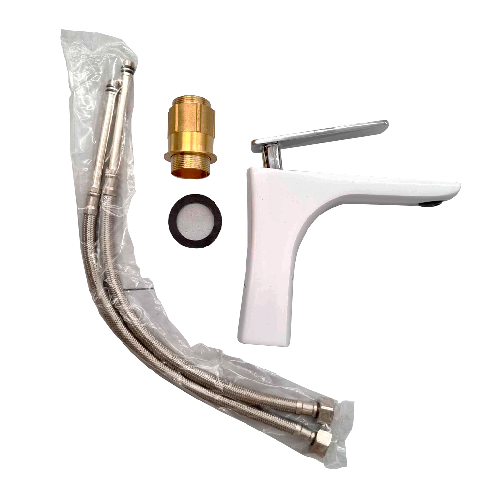 Grifo mezclador para lavabo agua frí­a/caliente cromo con blanco AT4206CW