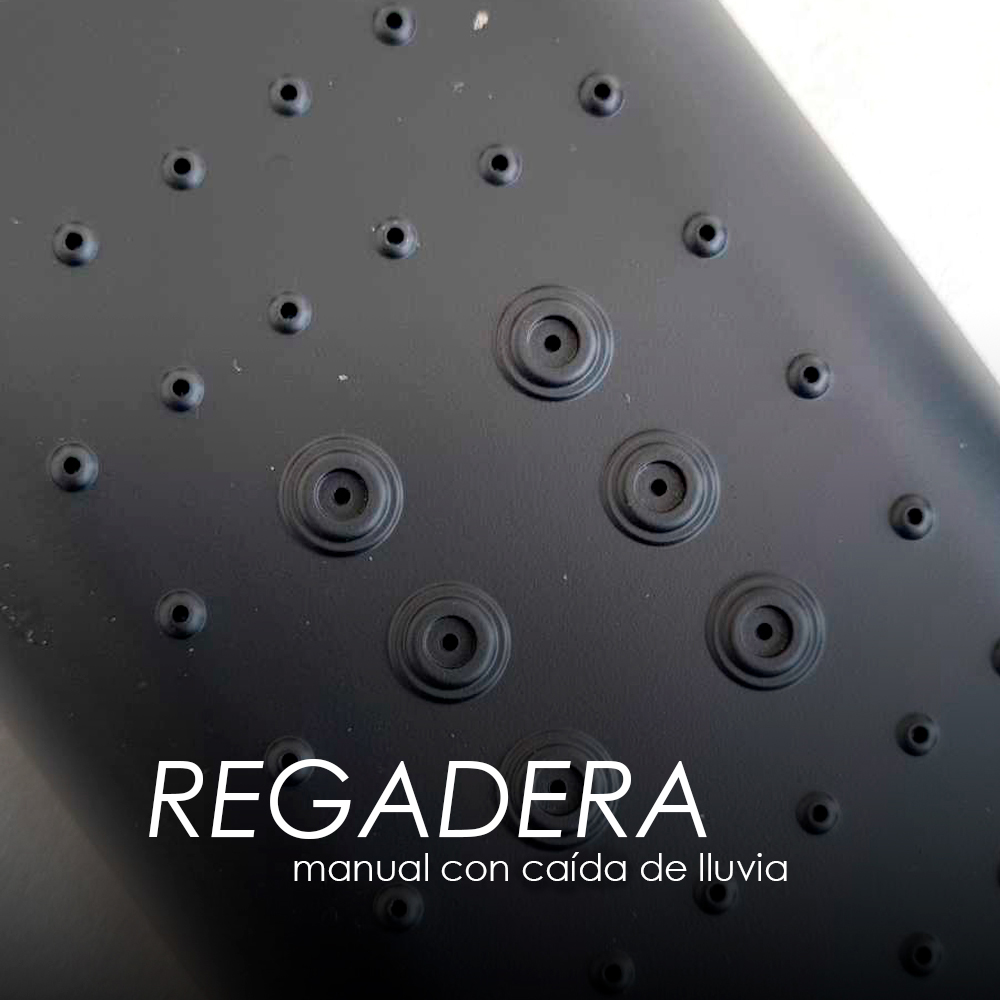 Sistema de ducha 3 funciones con boquilla de bañera, ducha de lluvia y ducha de mano negro mate