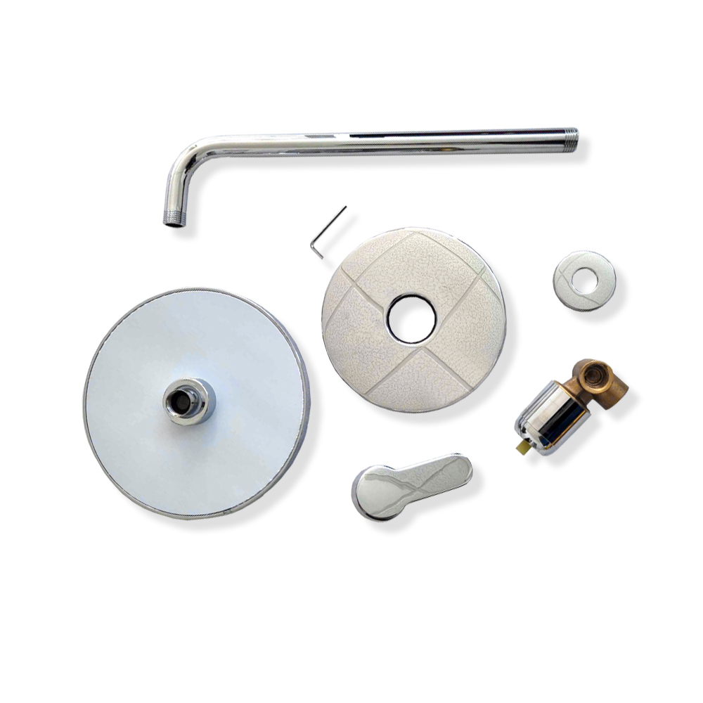 sistema de ducha juego de 2 piezas regadera redonda y mezclador cromo montaje en pared