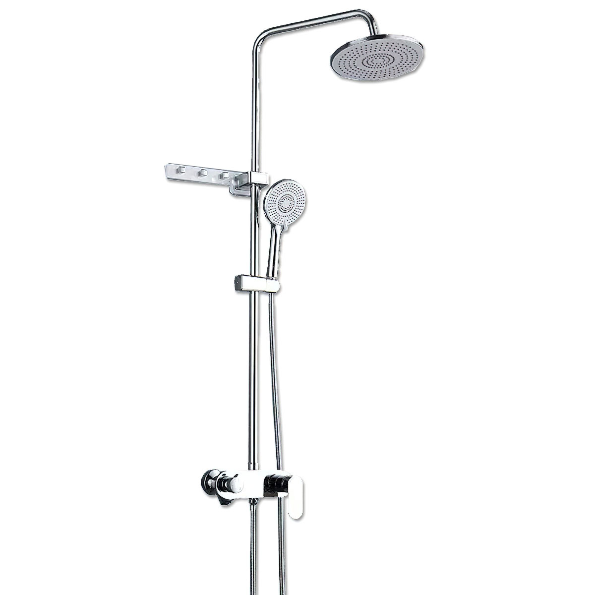 Sistema de ducha 3 funciones con boquilla de bañera, ducha de lluvia y ducha de mano cromo