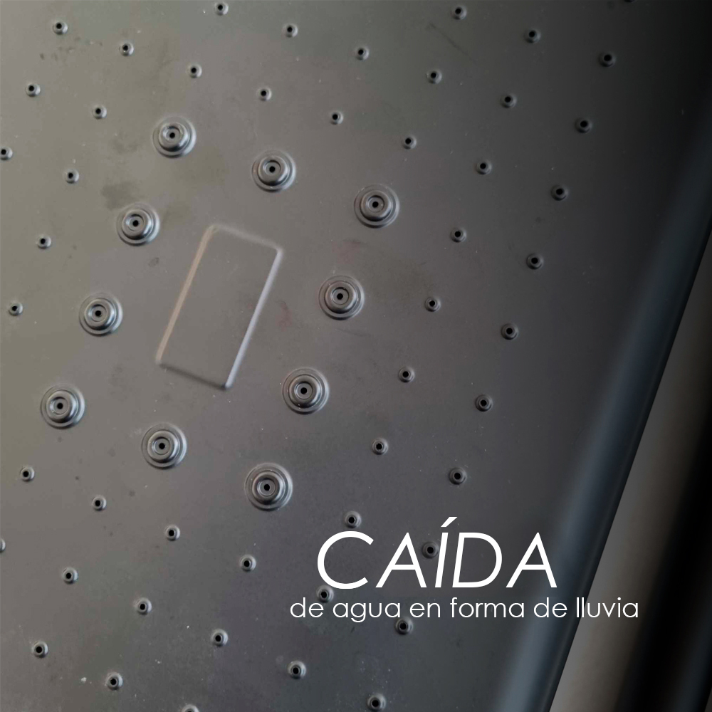 Sistema de ducha 3 funciones con boquilla de bañera, ducha de lluvia y ducha de mano negro mate