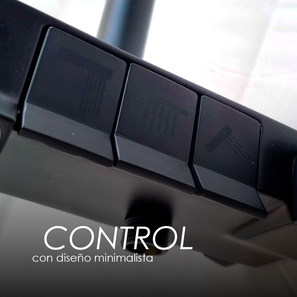 Sistema de ducha 3 funciones con boquilla de bañera, ducha de lluvia y ducha de mano negro mate