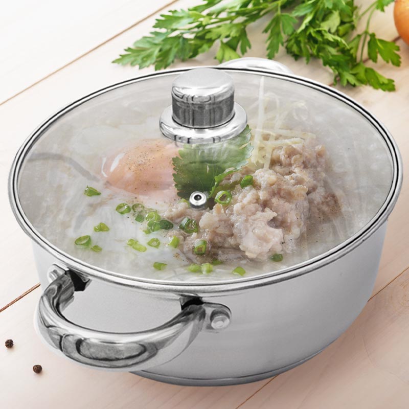 Set 3 Ollas Con Tapa Acero Inoxidable Antiadherente De 24, 26 y 28 Cm.