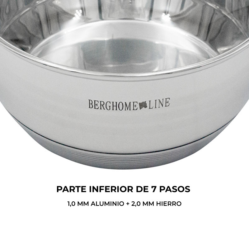 Set 3 Ollas Con Tapa Acero Inoxidable Antiadherente De 24, 26 y 28 Cm.