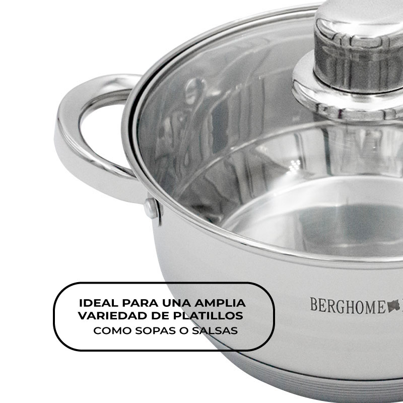 Set 3 Ollas Con Tapa Acero Inoxidable Antiadherente De 24, 26 y 28 Cm.