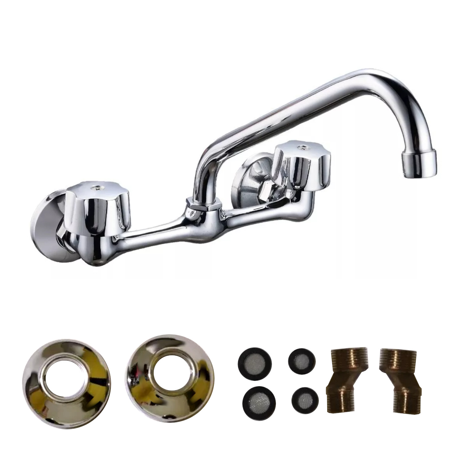 Llave Mezcladora Agua Fregadero O Tarja De Cocina Alfa Cromada Acero Inoxidable de Empotrar