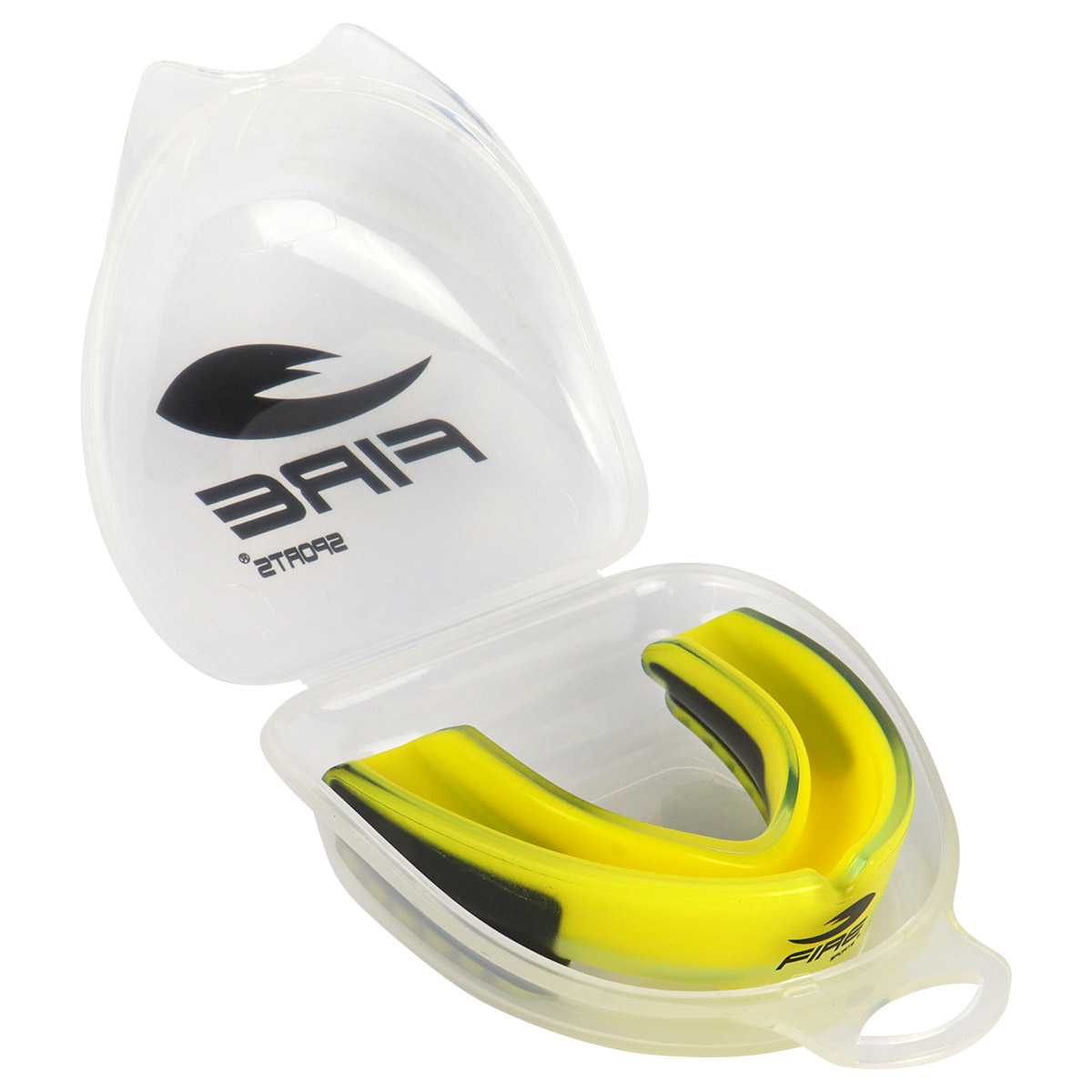 Protector bucal Fire Sports bicolor moldeable para box y artes marciales Amarillo