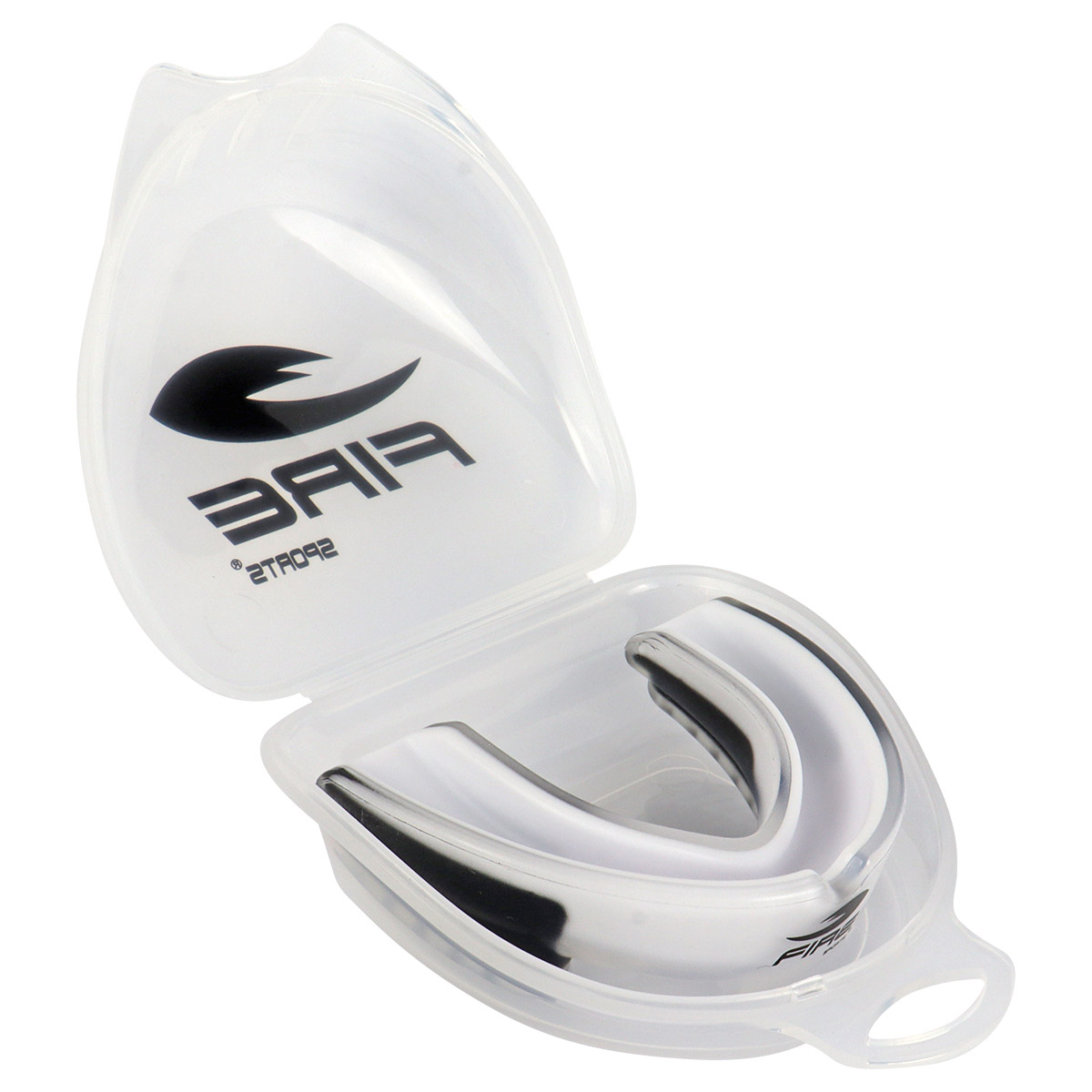 Protector bucal Fire Sports bicolor moldeable para box y artes marciales Blanco