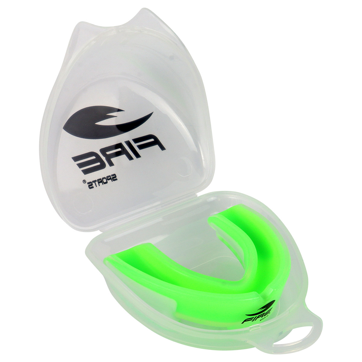 Protector bucal Fire Sports bicolor moldeable para box y artes marciales Verde Fluorescente