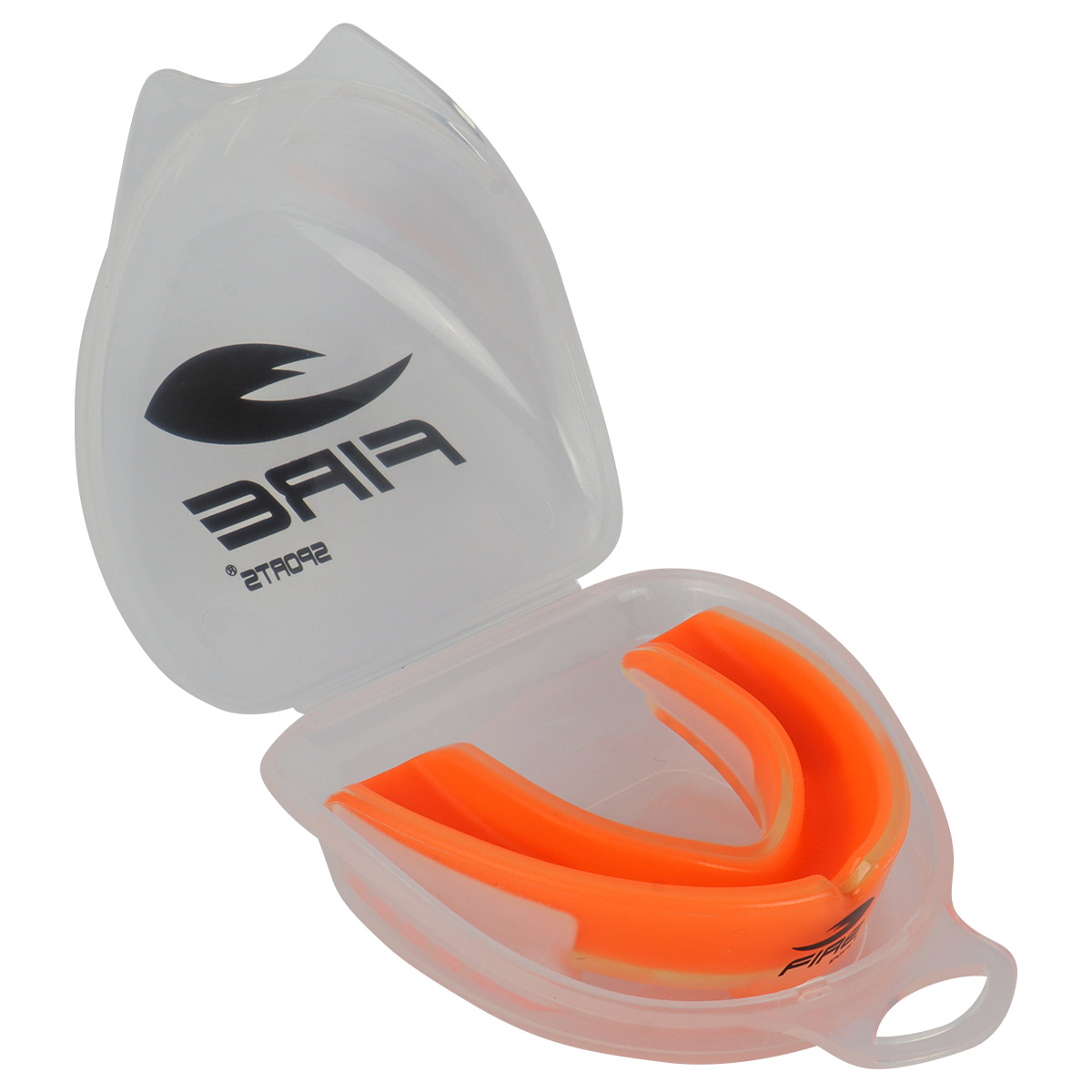 Protector bucal Fire Sports bicolor moldeable para box y artes marciales Naranja