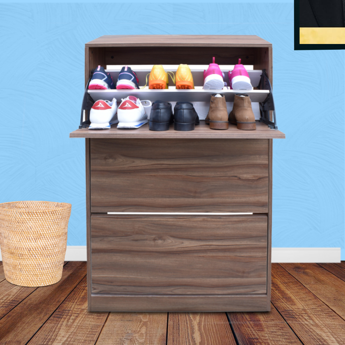 Organizador De Zapatos Hogare, Mueble Zapatero Madera, Venecia Resistente y Practico Parota