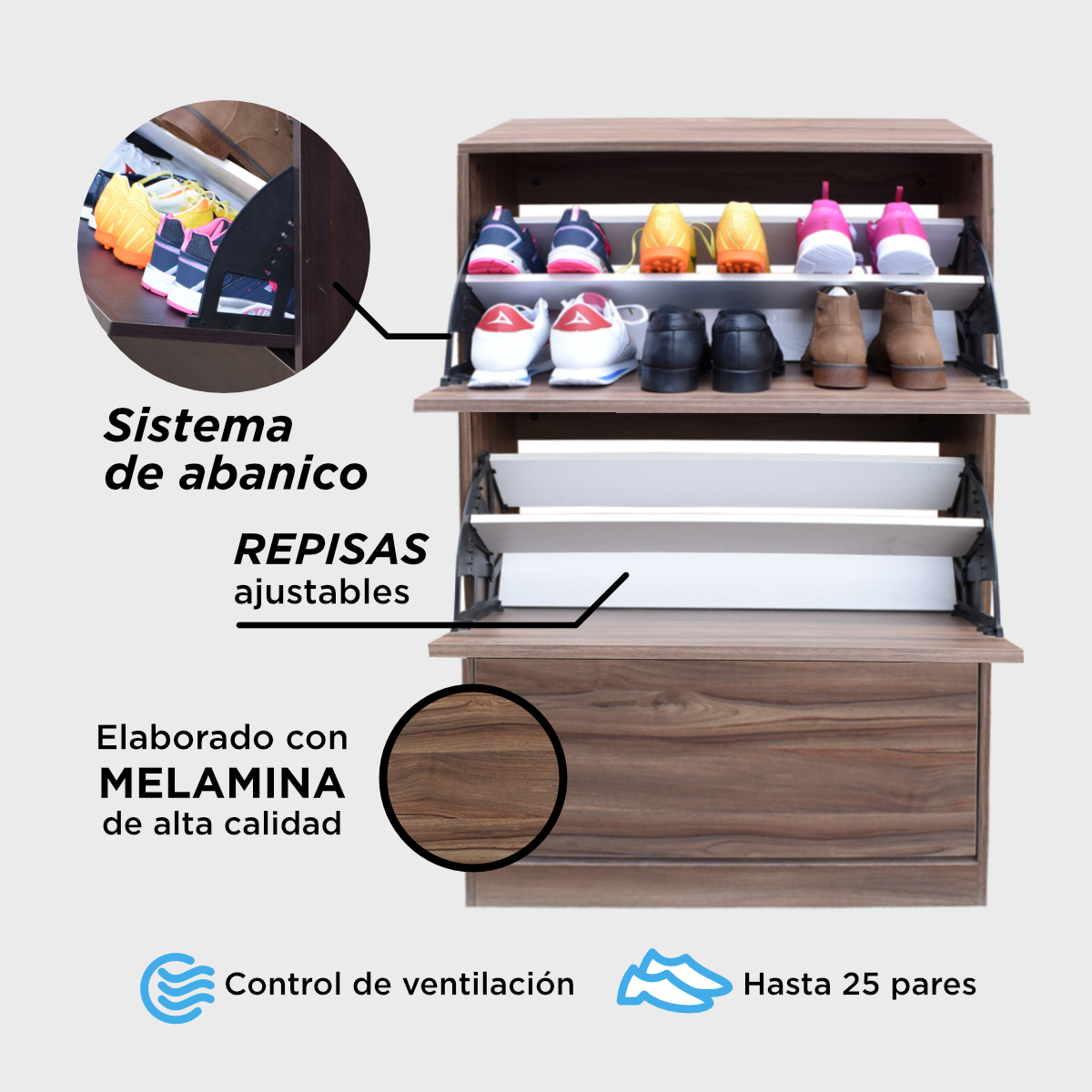 Organizador De Zapatos Hogare, Mueble Zapatero Madera, Venecia Resistente y Practico Parota