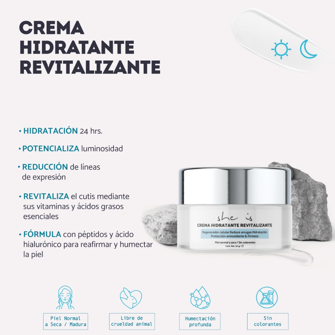 Set Facial Antiedad (Serum Ácido Hialurónico + Crema Revitalizante) She is skincare 
