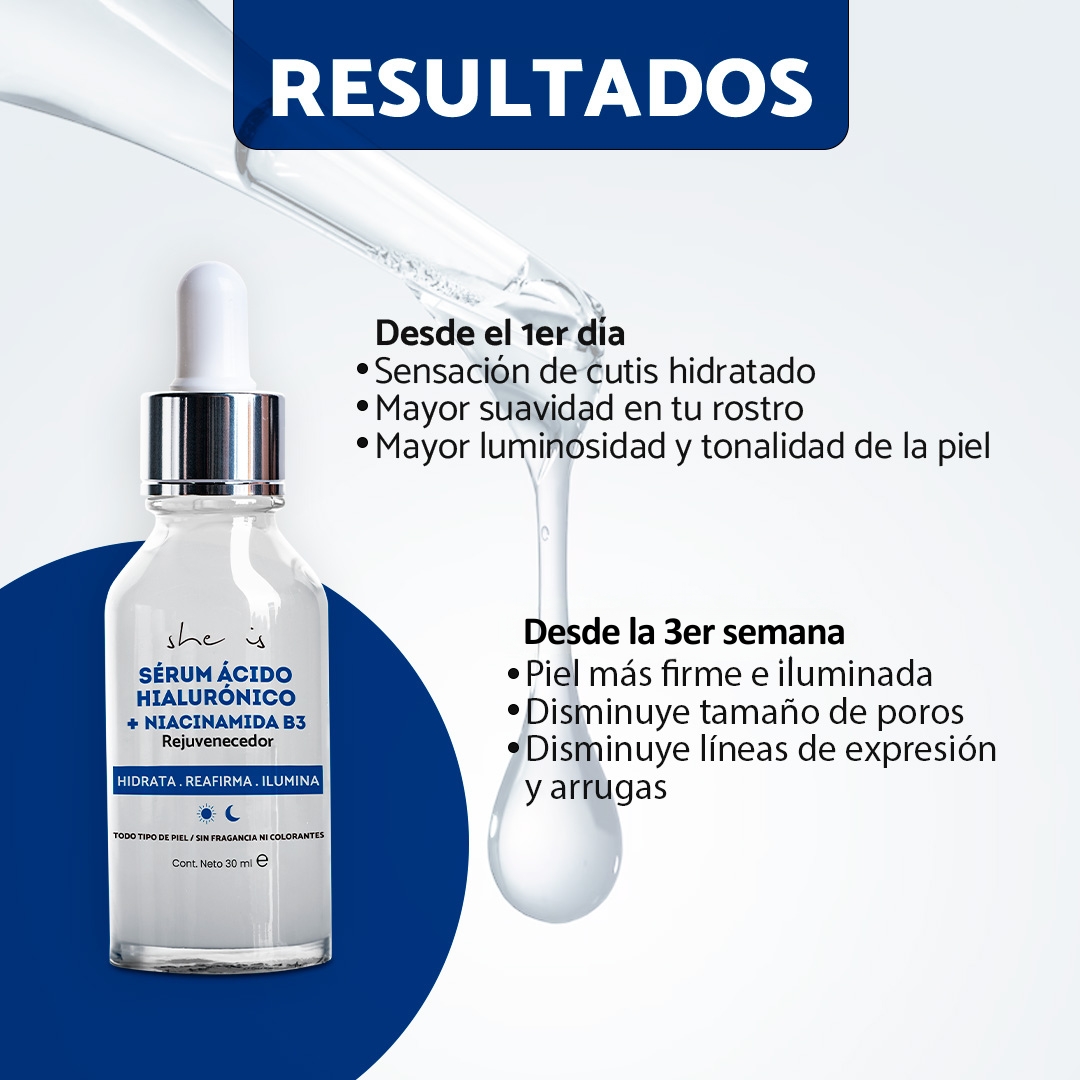 Serum Antiedad Doble Ácido Hialurónico + Niacinamida B3, She is skincare 