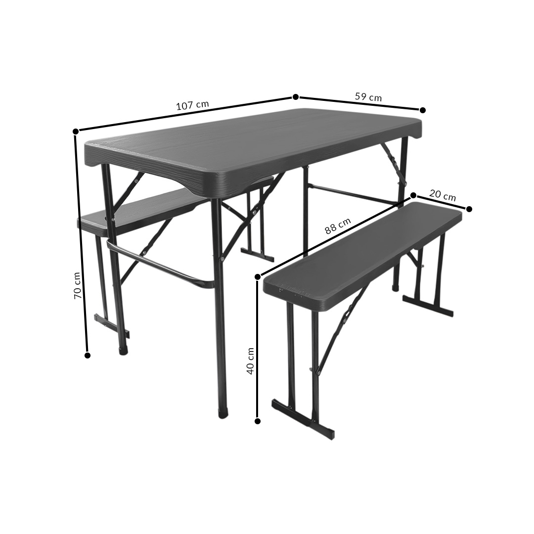 Mesa de Jardin Campamento o Picnic 2 Bancas Bossa Biskra.