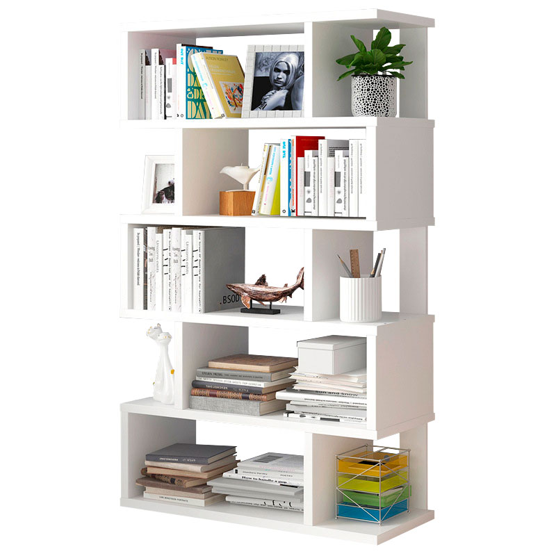 Librero Sippar Biblioteca Moderno Bossa Blanco 5 Niveles.