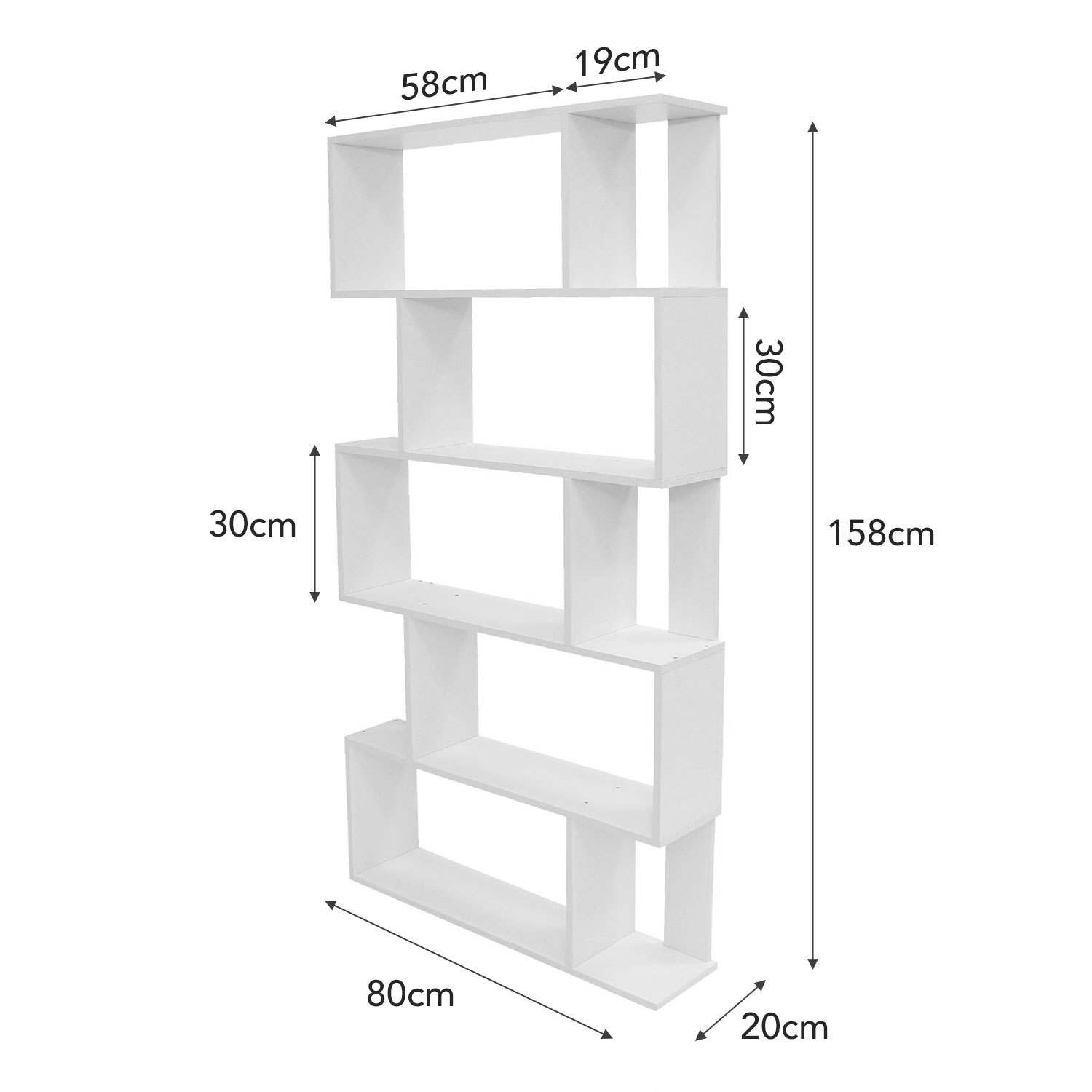 Librero Sippar Biblioteca Moderno Bossa Blanco 5 Niveles.