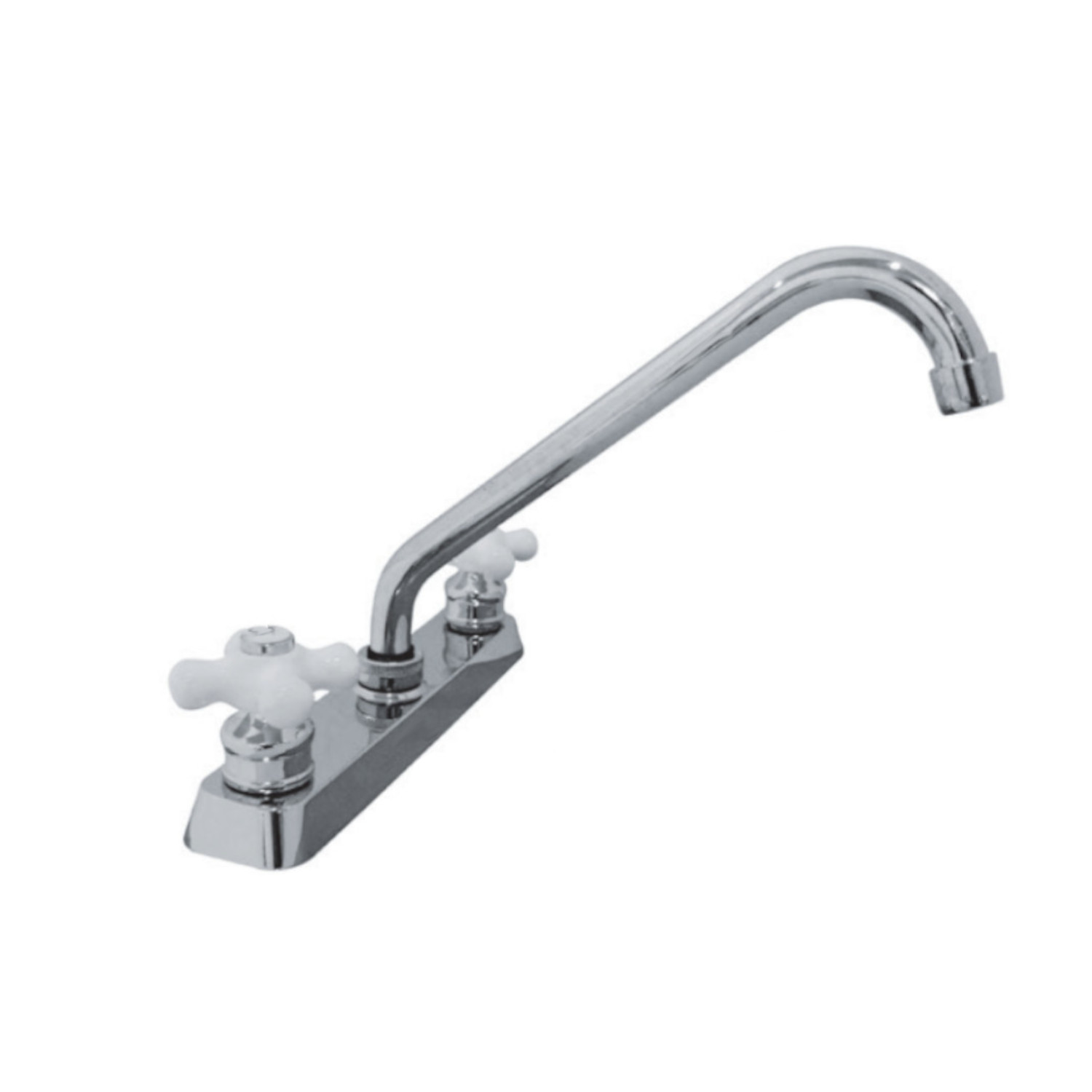 Llave Mezcladora Agua Fregadero O Tarja De Cocina Alfa Cromado Manerales Blanco Porcelana