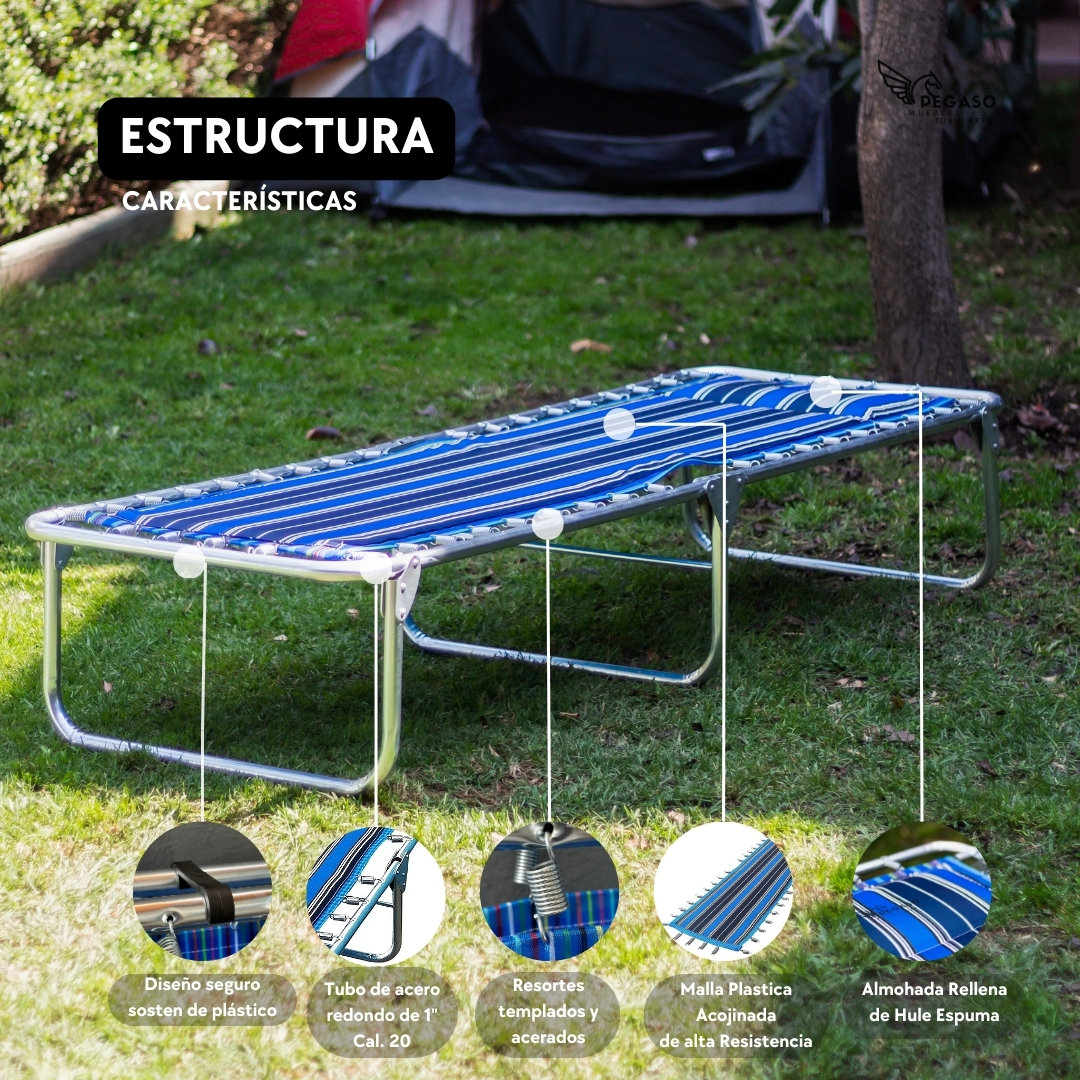 Catre Camastro Plegable Acojinado Con Almohadilla - Pegaso.
