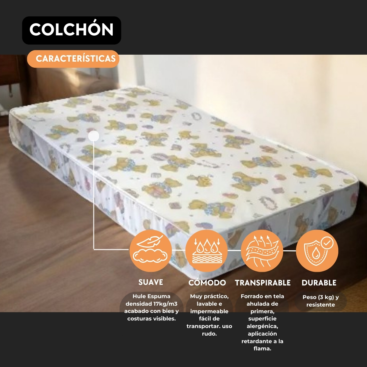 Colchón Infantil Para Cuna Impermeable - Pegaso.