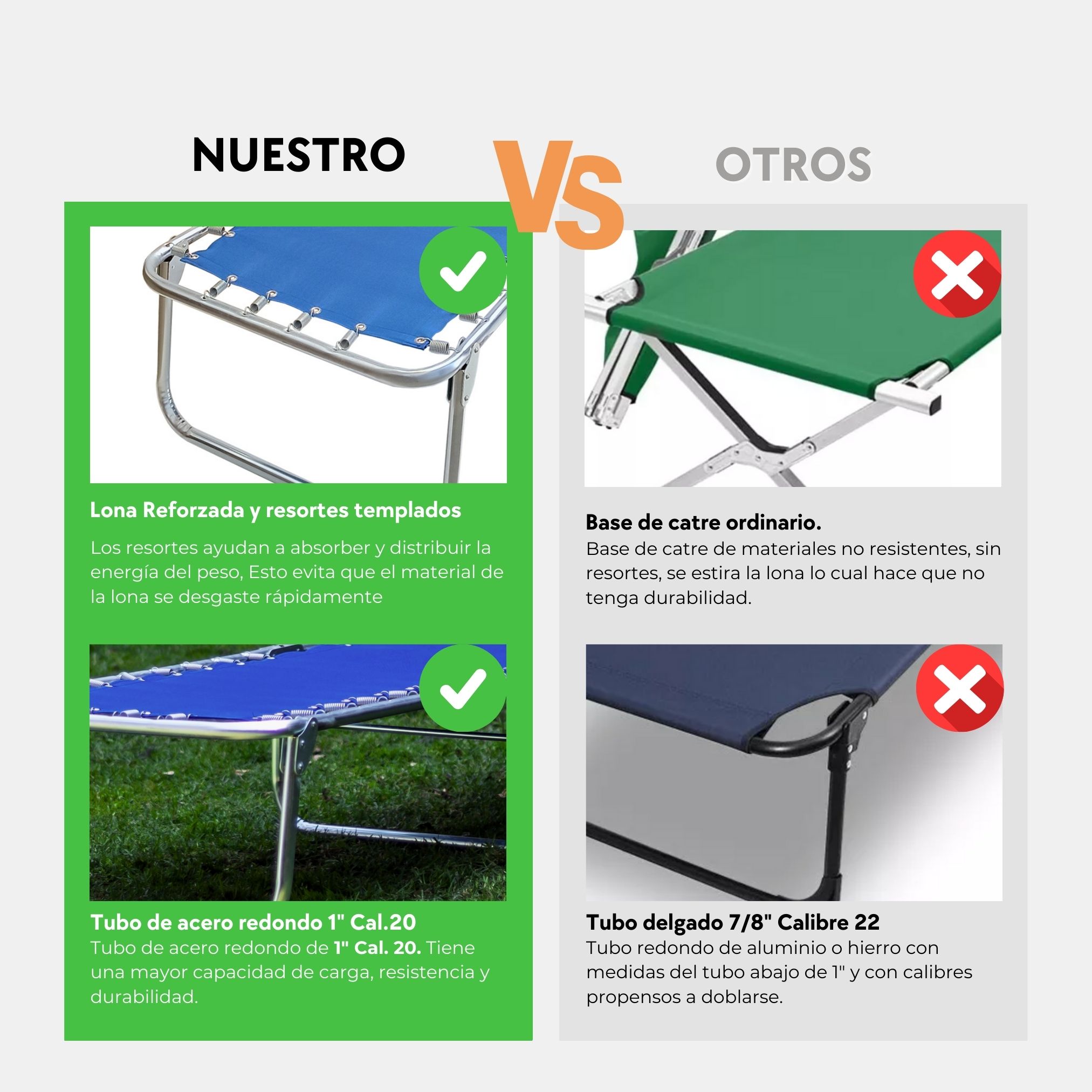 Catre Clásico de Lona de Poliéster Plastificada Ojillada MOD: KSL-REY.