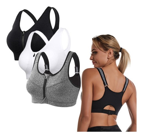 Ropa De Top Sujetador Deportivo Mujer Fitness Cierre 3pcs M