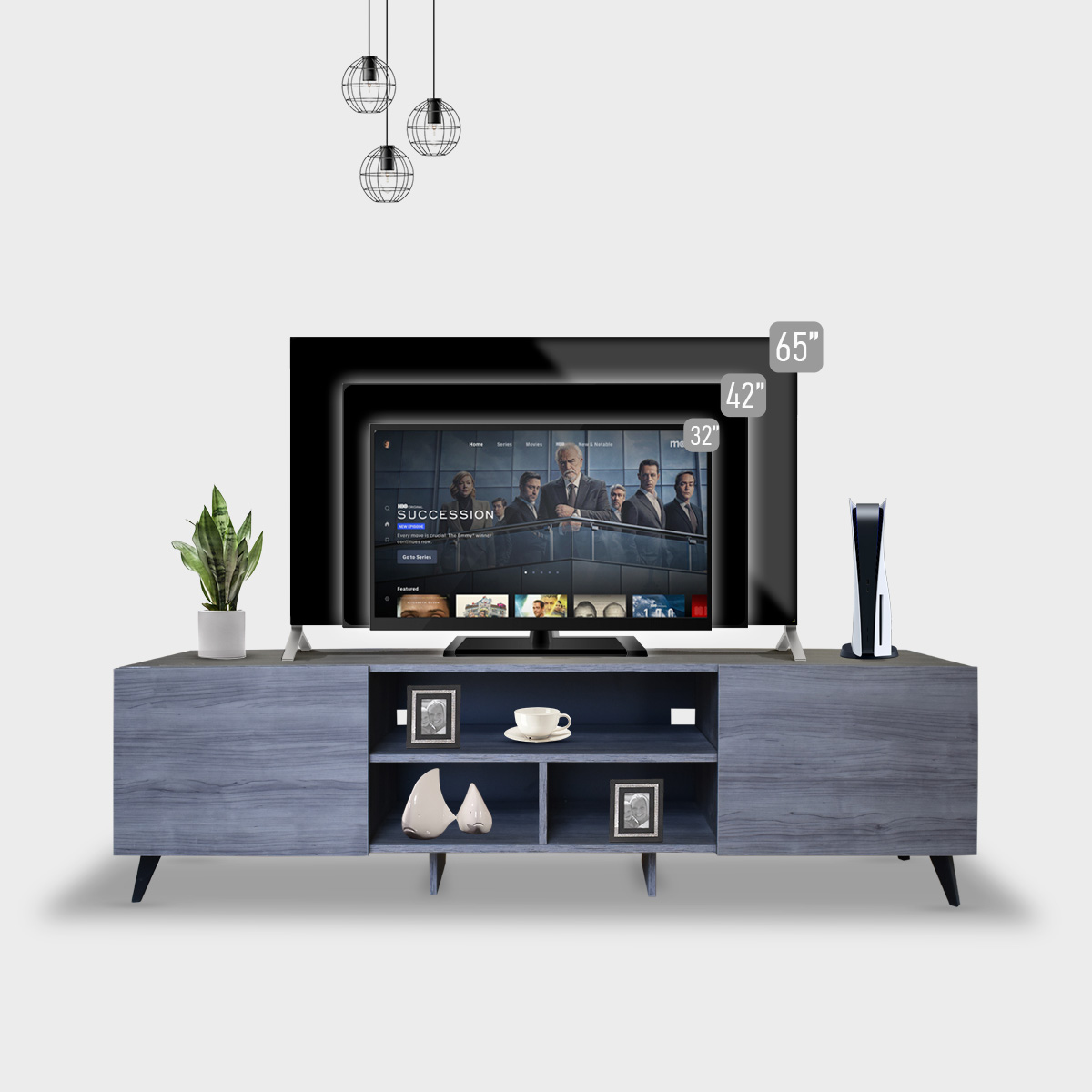  Mueble para TV de 80" Europa  Elegante y Moderno Hogare Gris Storm
