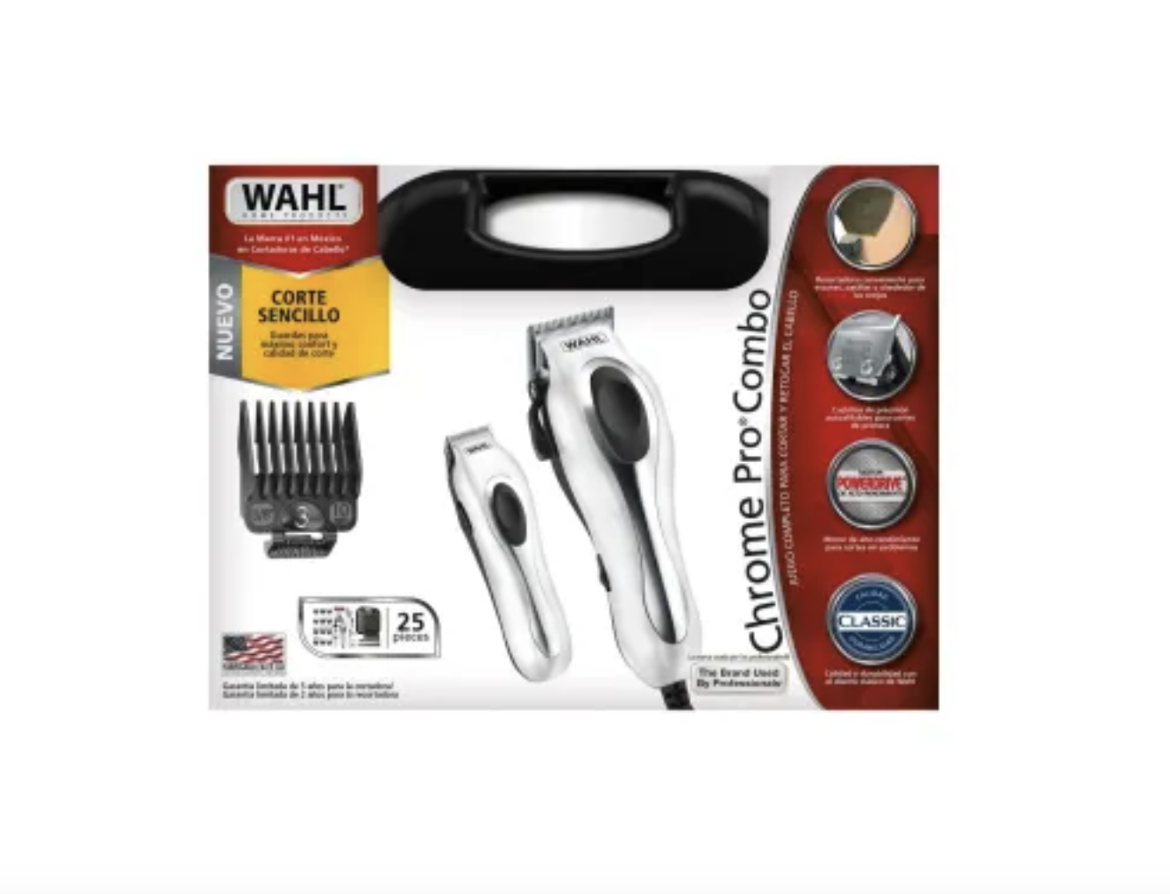 Maquinas Para Cortar Cabello Wahl Pro 25 Accesorios.
