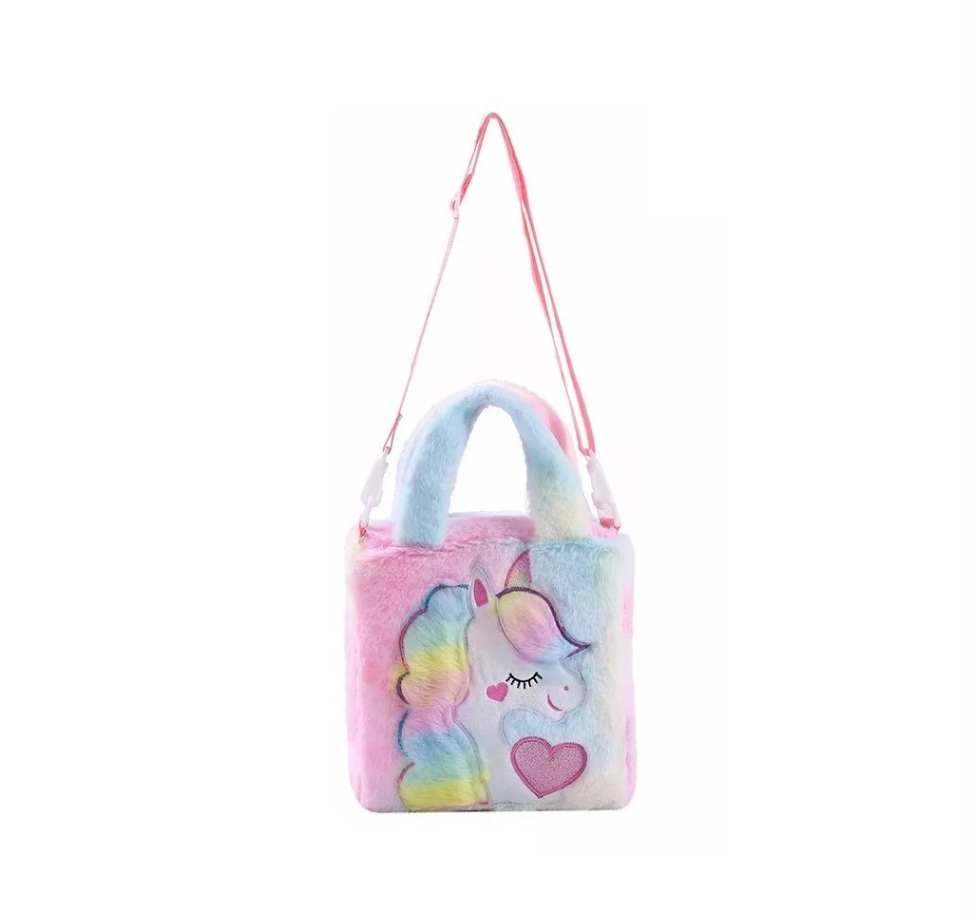 Bolso Infantil Unicornio Peluche Crossbody Preescolar Niños