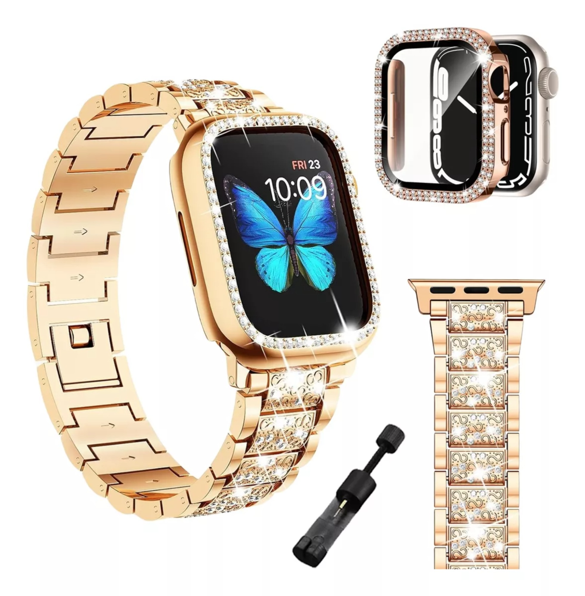 Correa De Acero +case Protector Para Apple Watch 8/7/6/5/se