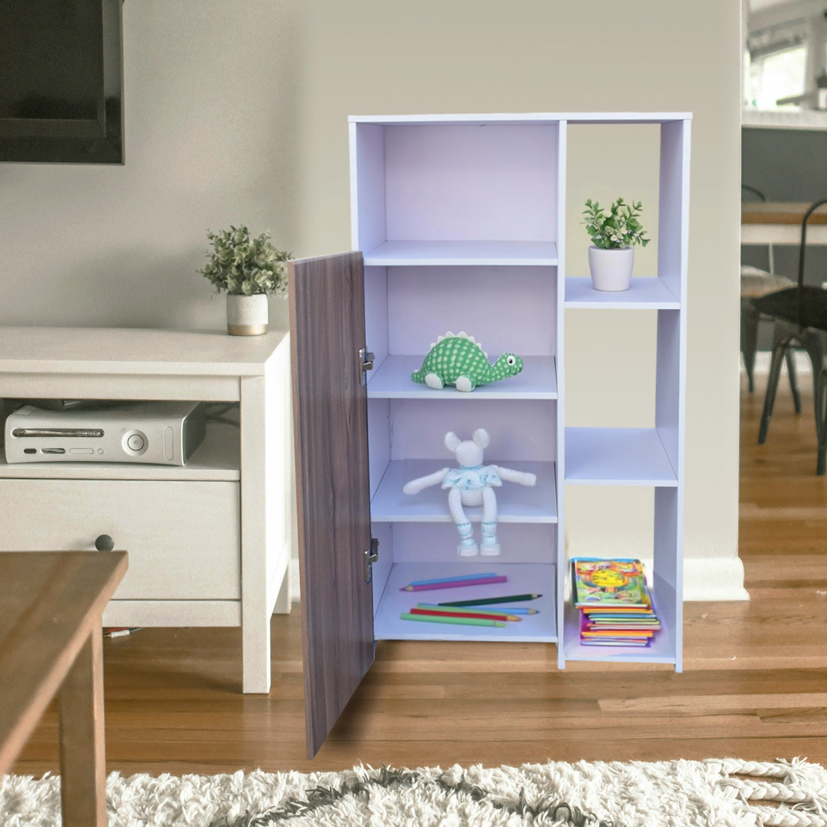 Hogare Mueble Alacena Despensero Organizador Practico Multiusos de melamina de alta resistencia con puerta y estantes Color Blanco Parota