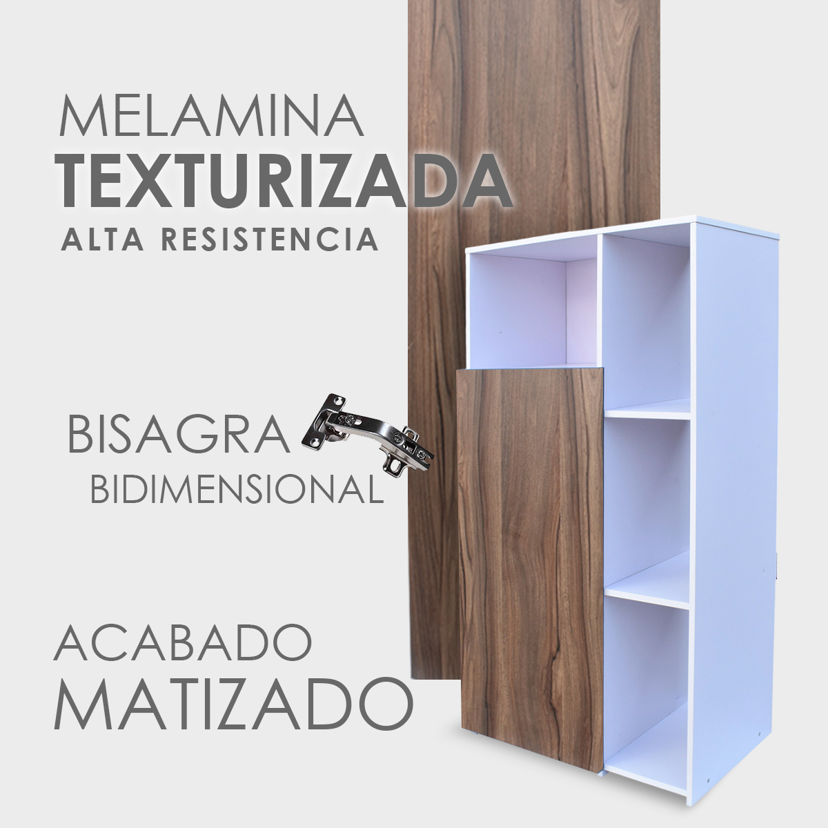 Hogare Mueble Alacena Despensero Organizador Practico Multiusos de melamina de alta resistencia con puerta y estantes Color Blanco Parota