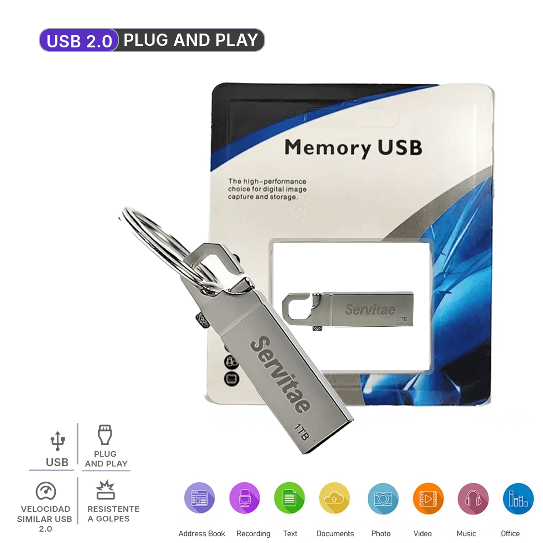 Memoria Usb 1tb Servitae Disco 1 Tera Flash Drive Llavero.