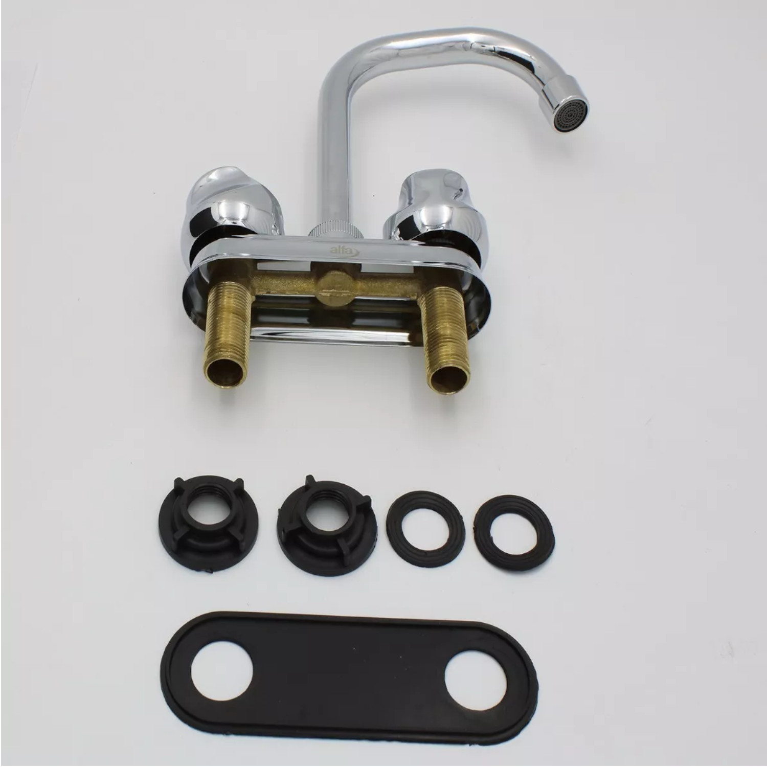 Llave Mezcladora Baño Lavabo Alfa Cuerpo De Latón Cromada Reguilete Moderna