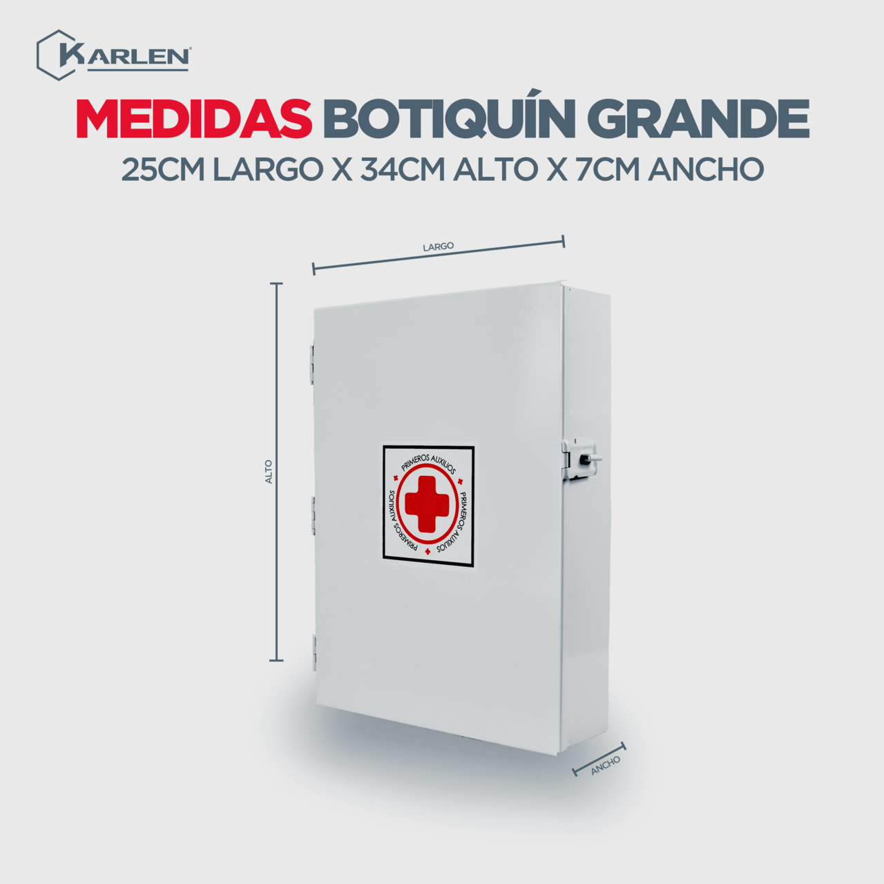 Botiquín de primeros auxilios grande color blanco, caja metálica para emergencias, botiquín de emergencias vacío, diseñado para poder colocarlo en la pared