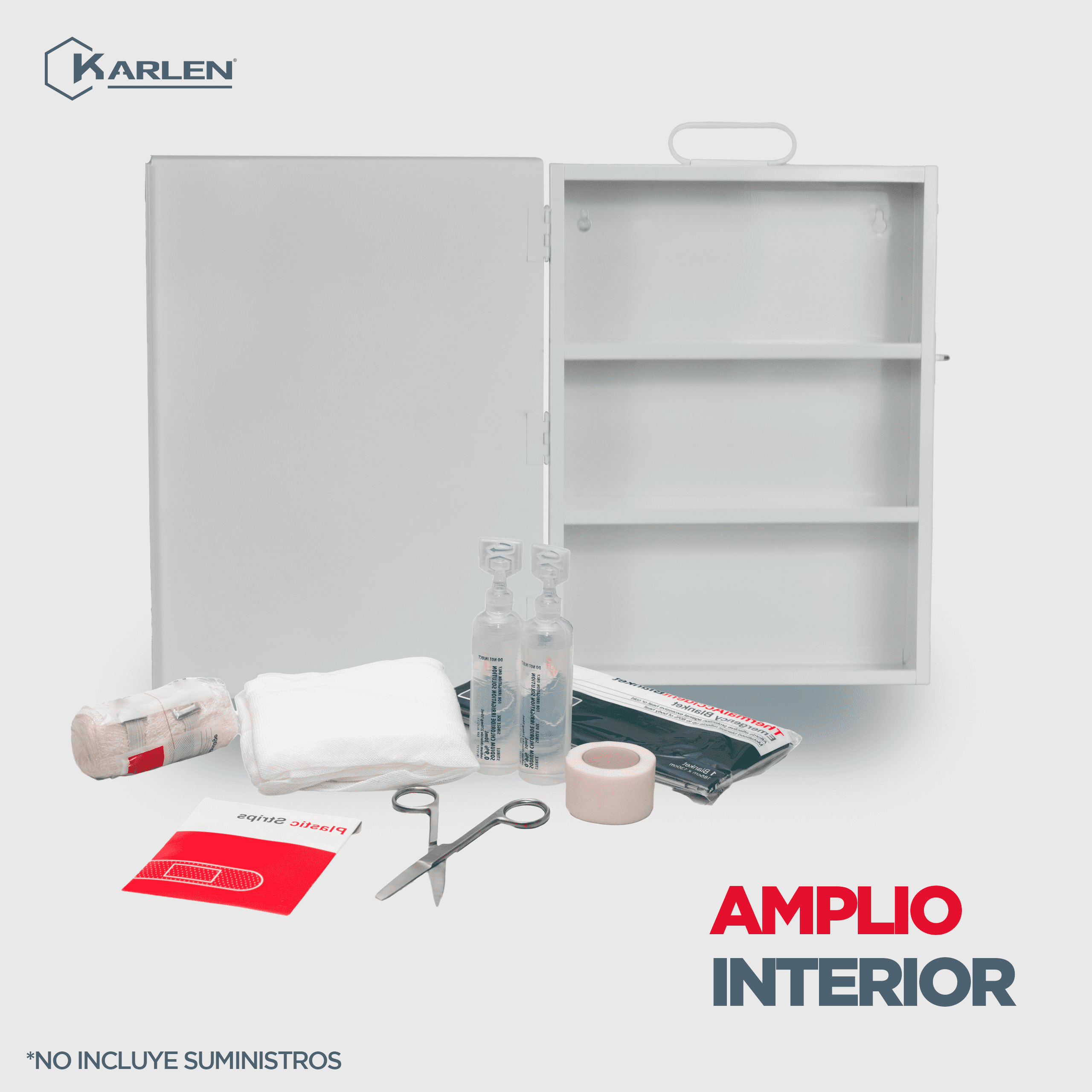 Botiquín de primeros auxilios grande color blanco, caja metálica para emergencias, botiquín de emergencias vacío, diseñado para poder colocarlo en la pared