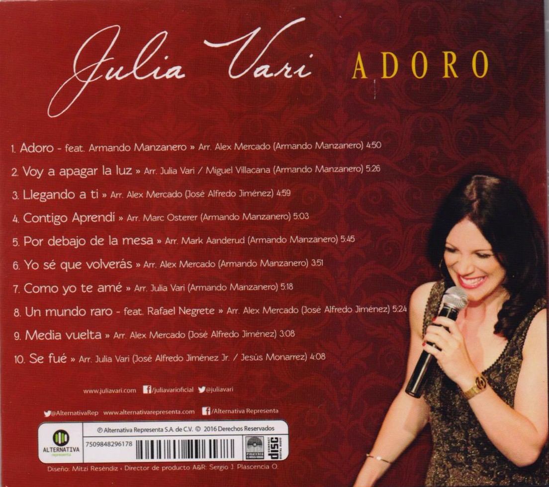 Adoro - Julia Vari - Disco Cd Con 10 Canciones