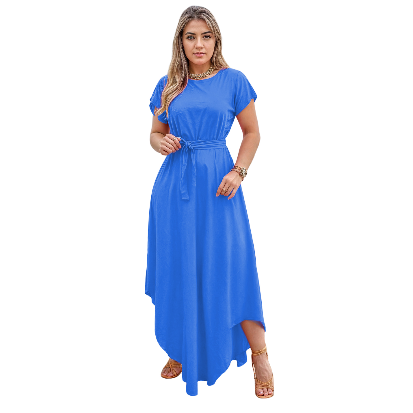 Conjunto de moda casual dama mujer xally 2332 falda holgada vuelo blusa corta cuello redondo manga corta