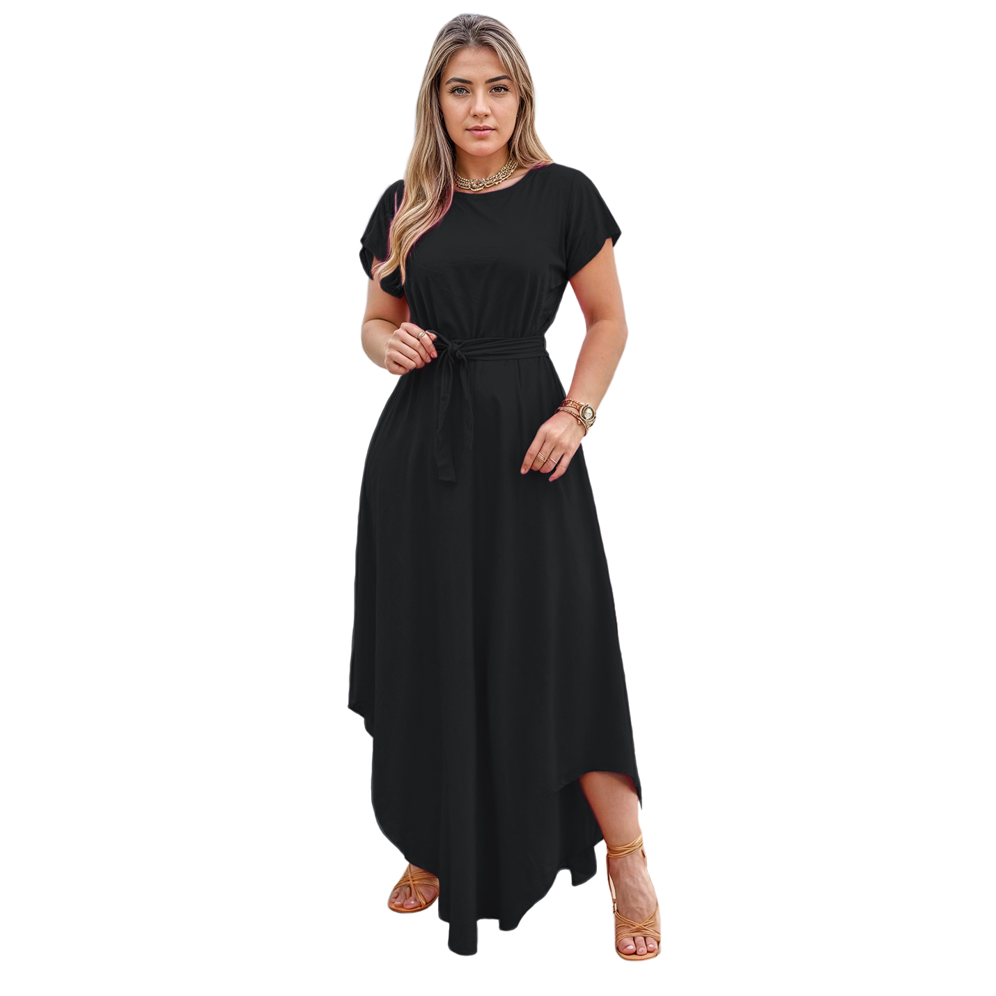 Conjunto de moda casual dama mujer xally 2332 falda holgada vuelo blusa corta cuello redondo manga corta